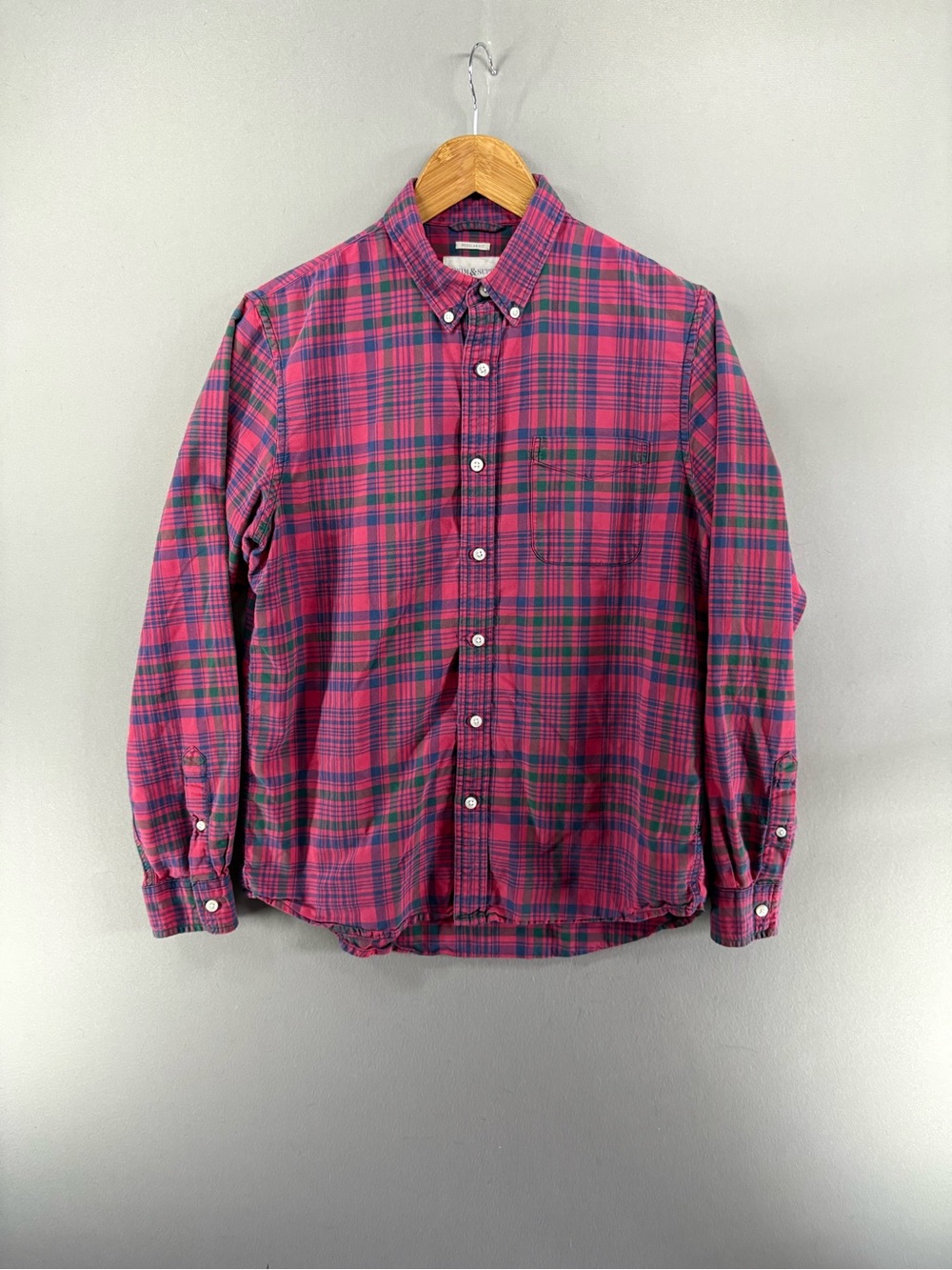 Denim & Supply Ralph Lauren Oxford Cotton Shirt Mens Size Medium Red Plaid
